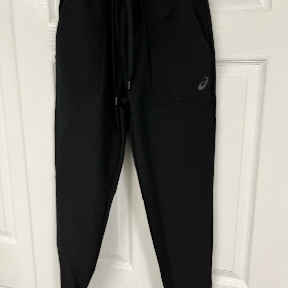ASICS Black Joggers Mens Small Athletic Pants Tapered